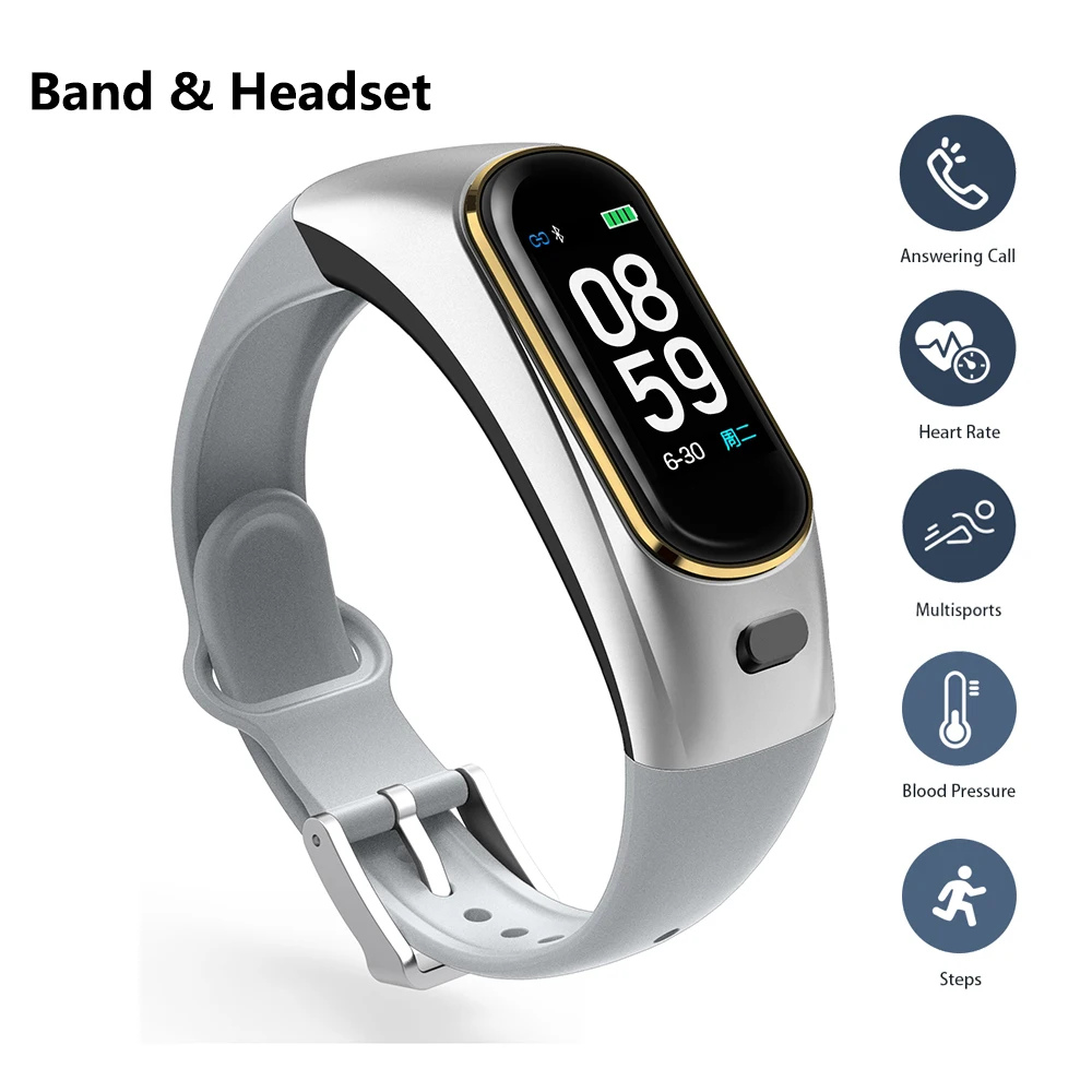 

Smart Band & Bluetooth Headset Answer Call Heart Rate Blood Pressure Smart Fitness Bracelet Wristband Earphone For Android IOS
