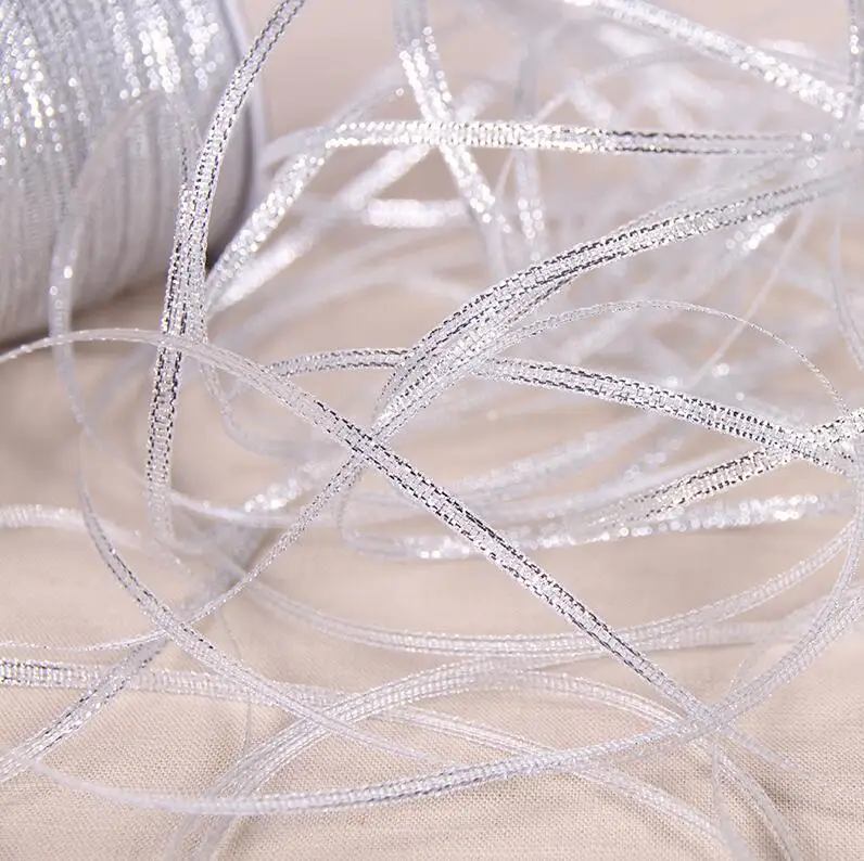 25 Yards 6mm/1cm/1.2cm Silver/Gold ribbon decoration satin ribbons ribbon supplies christmas ribbon wrapping ribbon satin ribbon Silk Satin Ribbon Party Home Wedding Decoration Gift Wrapping Christmas New Year DIY Tools