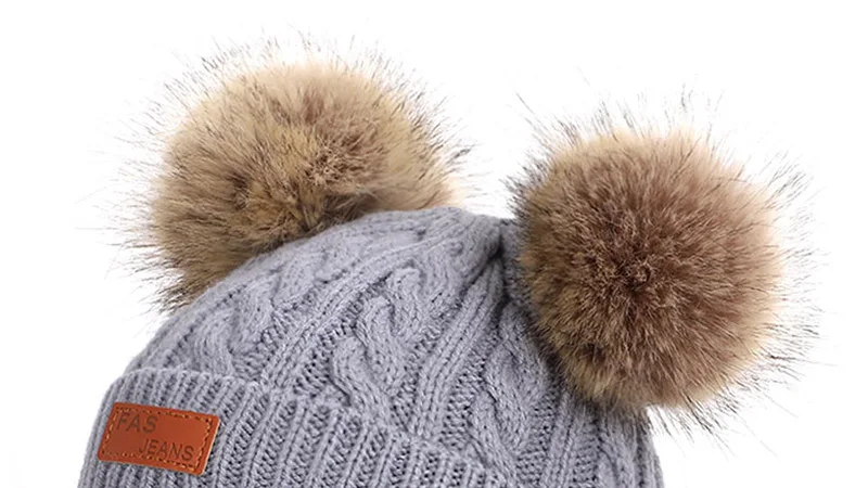 Детская шапка, вязаная Милая шапка для девочек, BoysBig Pom pom Beanie, детские шапки для девочек и мальчиков, теплая вязаная зимняя детская шапка из натурального енота F