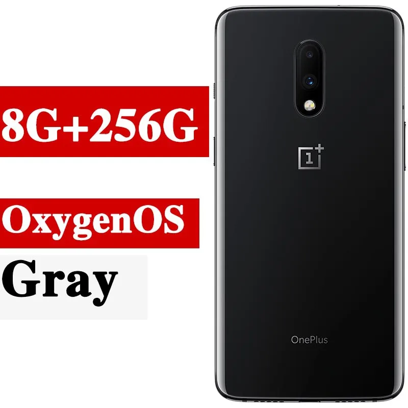 Глобальная прошивка мобильного телефона Oneplus 7 6,41 дюймов AMOLED 48MP камеры кислородная ОС Snapdragon 855 разблокировка экрана NFC 3700 мАч - Цвет: 8G 256G gray