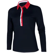 2016 New arrival golf clothes long-sleeve T-shirt women’s uniforms golf color block autumn and winter t-1603 polo shirt
