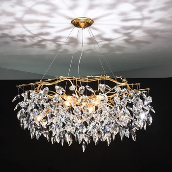 

Chandelier lustre crystal lamp gold branch lamp lamparas modernas salones hotel grandes modern led chandelier