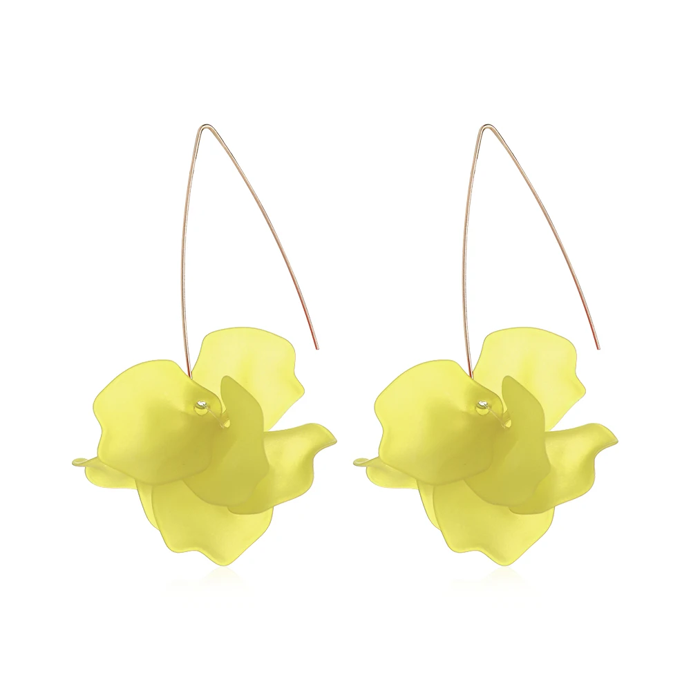 Разноцветный модный цветок из эпоксидной смолы длинные серьги дизайн Богемия ручной работы лепесток Висячие серьги для женщин подарок - Окраска металла: 1-Yellow