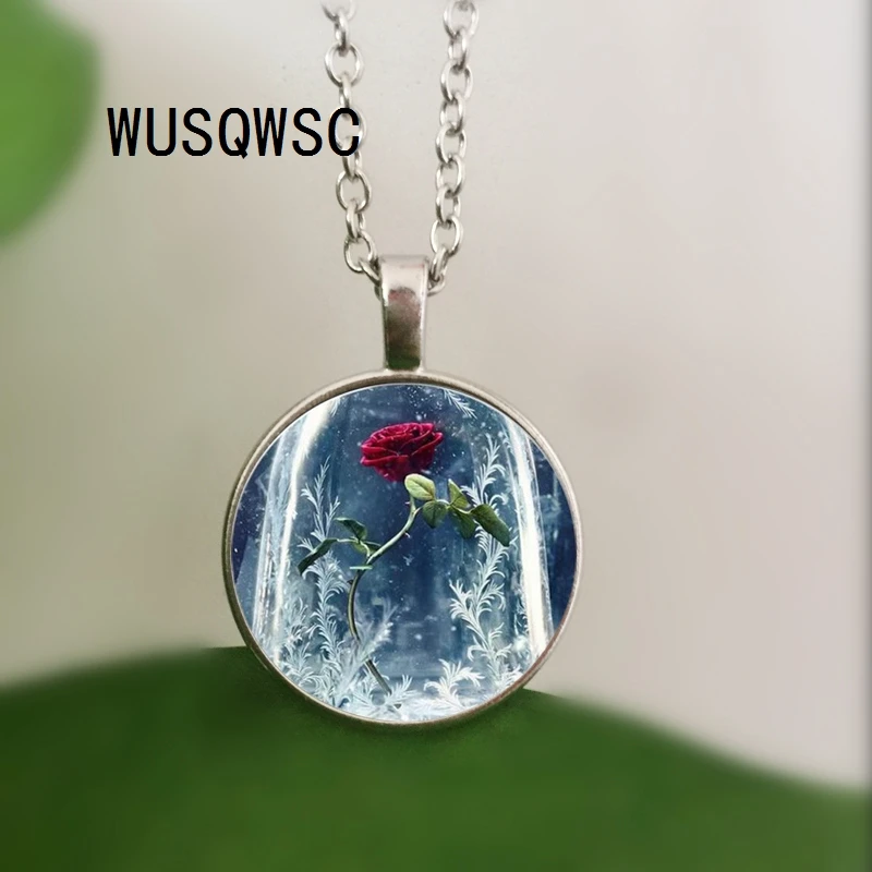 WUSQWSC Красавица и Чудовище роза подвеска из хрустального стекла ожерелье Модные