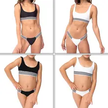 Соответствующий спортивный купальник Двусторонняя одежда черно-белые полосы лоскутное сплошной цвет бикини купальный костюм нательная одежда для йоги