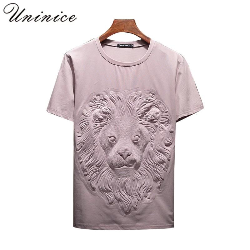 2018 Summer New Male Casual Short Sleeved T shirts 3D Printed Lion Head