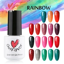 Gelfavor 7ml Nail Gel Soak-Off Led Gel Lamp Rainbow Series Neon UV LED Polish Nail Nail Art Gel Primer Manicure & Pigment Nail