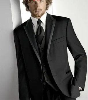 

Black blazer men's wedding blazer latest models of tuxedo men's slim suit custom three-piece suit (coat + pants + vest)