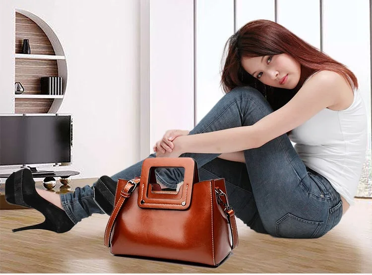 MJ Women Leather Handbag Fashion Oil Wax Leather Tote Bag Female Luxury Shoulder Crossbody Bags Small Woman Messenger Bag (28)