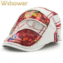 Wshower хлопок с налокотниками, в стиле кэжуал кружева береты женская шляпа осень лето Цветочные Sway шапка с козырьком кепки от солнца колпачки плоские кепки-береты