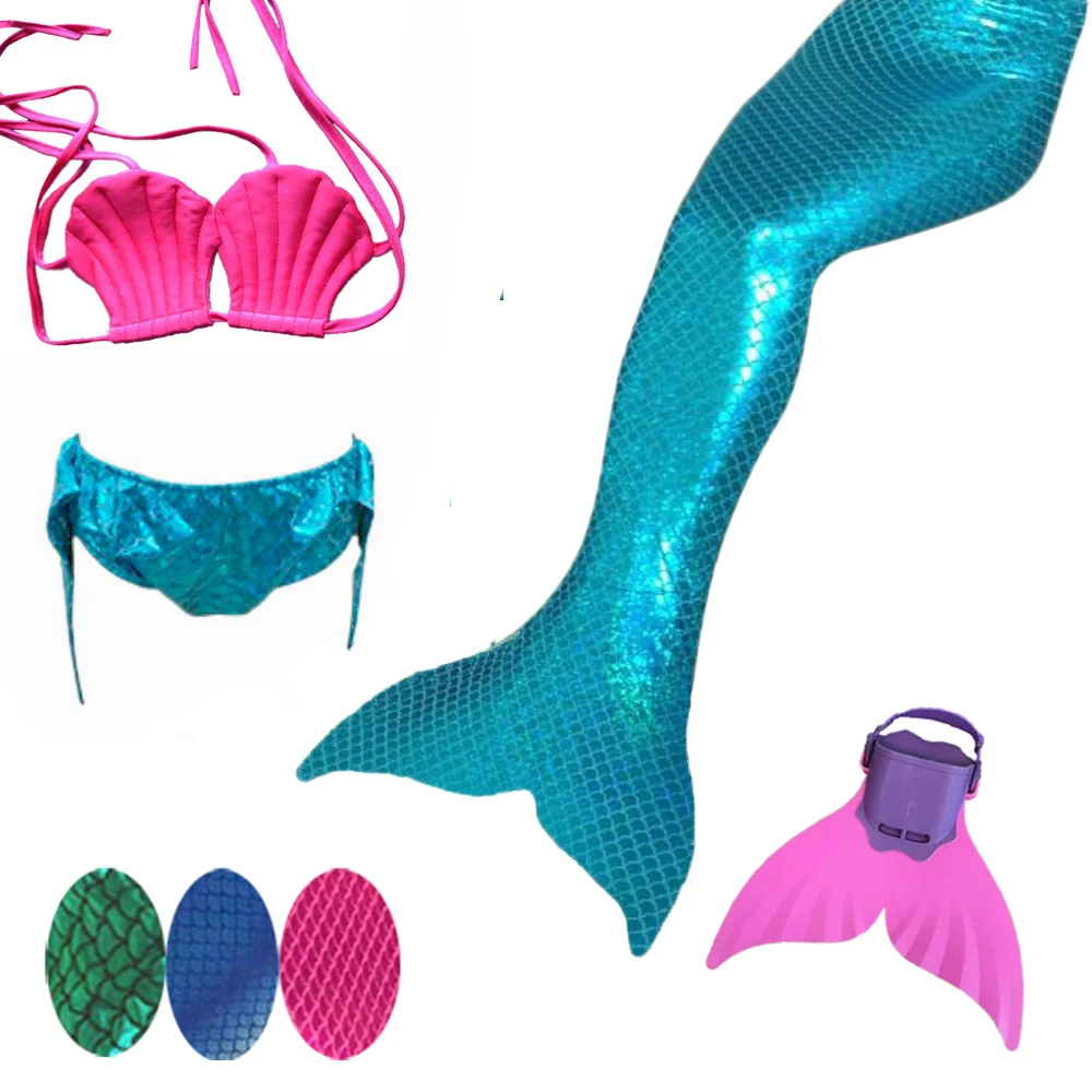 

ariel the little mermaid tail 3Pcs Set Kids Girl Mermaid Tails Bikini Set Swimwear Mono Fin Child Dress monofin