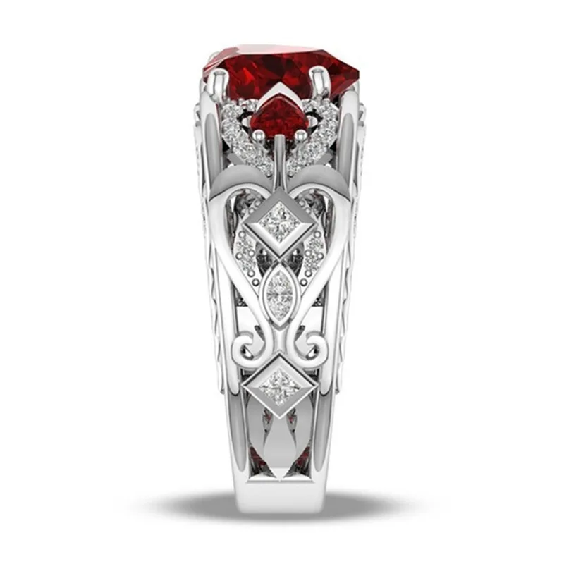 Charm Multicolor 925 Sterling Silver Princess Heart Zircon Engagement Rings for Women Anel Austrian Crystals Jewelry Top Quality
