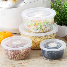 BNBS 0221 Sealed Crisper Set Plastic Moistureproof Round shape Food Storage Box Kitchen Containers Food Storage Containers