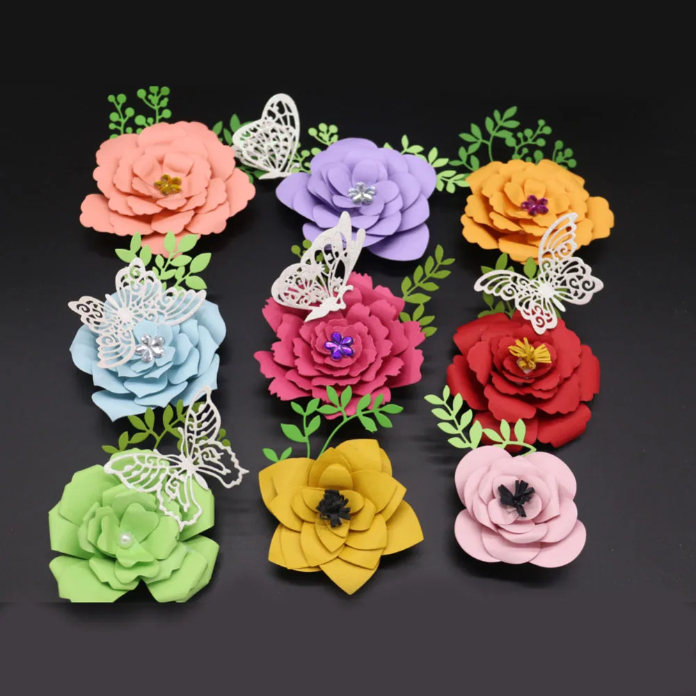  9 Styles Flower Cutting Dies 3D DIY Scrapbooking Carbon Metal Flower Frame Set Craft Die Cut Photo  - 32862711526
