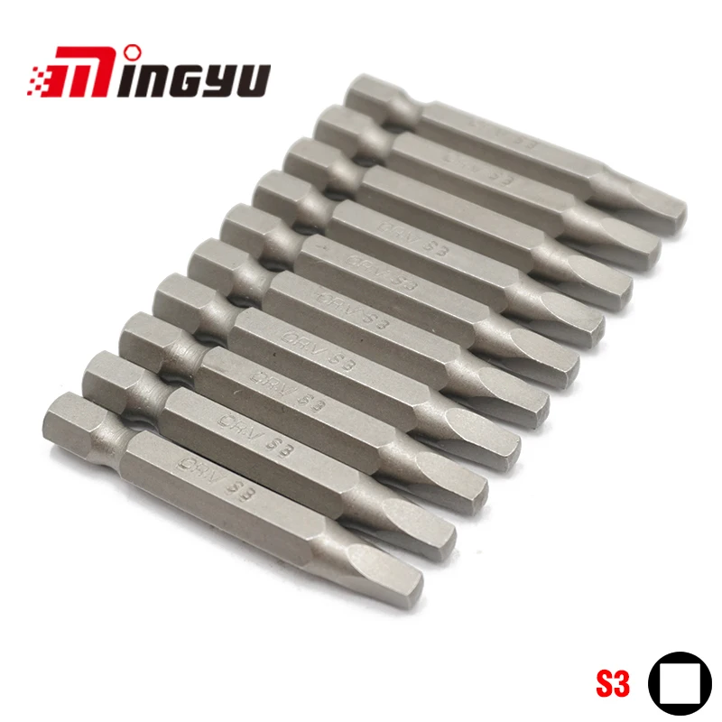 10 Pcs S3 Screwdriver Bit Set 50mm 1/4 Inch Hex Shank Chrome Vanadium