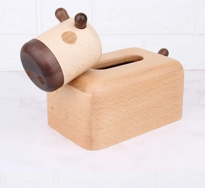 

Creative Multi-function Solid Wood Tissue Boxes For Children Newest Cartoon Cute Durable Box Container Towel Napkin PapersLFB155
