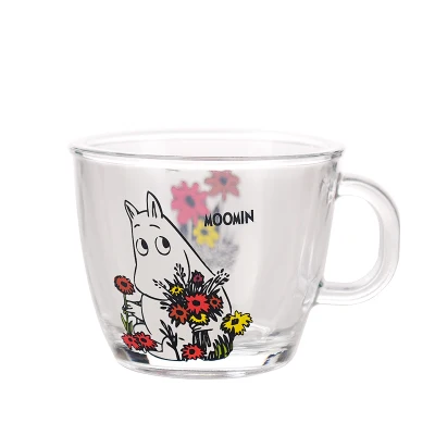 Moomin Новая мода мультфильм посуда для напитков младенцев стеклянный водный напиток Стакан Кружка прозрачная стеклянная ручка 210 мл стеклянная чашка безопасная Милая кружка - Цвет: B