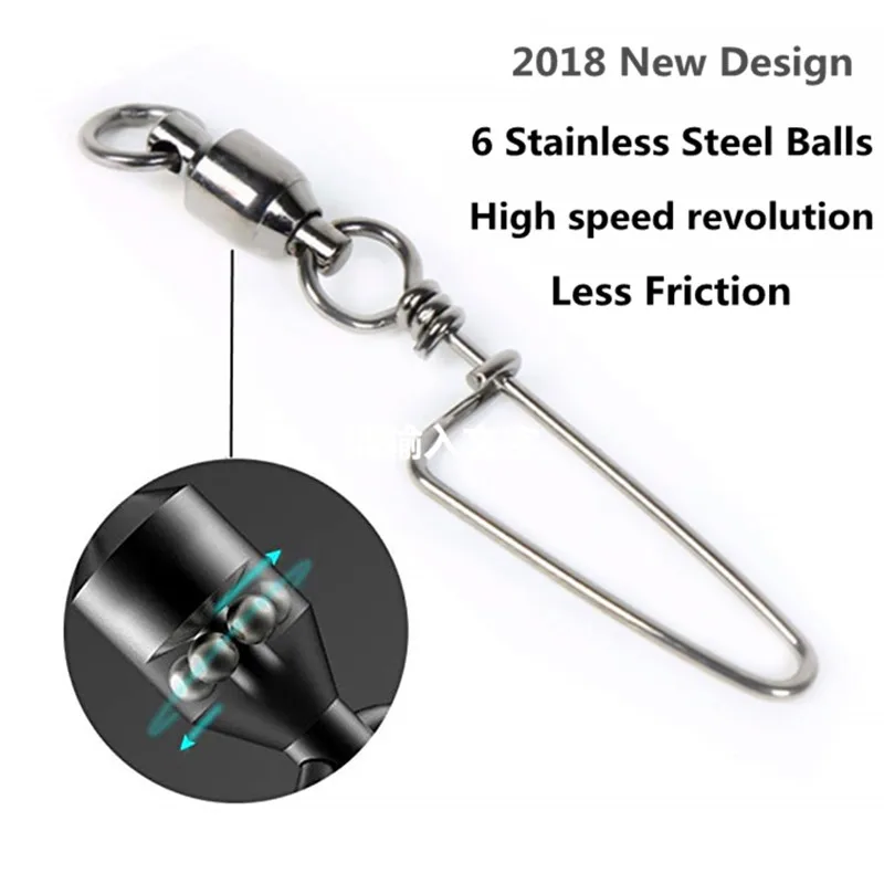 25Pcs/lot Fishing Swivels Snap Rolling Swivel Connector Ball Bearing