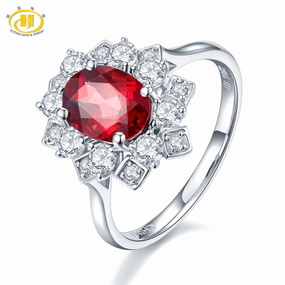 

Hutang Natural Gemstone Rhodolite Garnet & Zircon Solid 925 Sterling Silver Snow Ring Fine Jewelry Presents Gift For Women