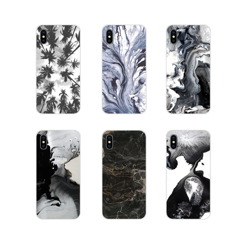 Silicone Phone Shell Case Black and white watercolor textures For Samsung Galaxy A3 A5 A7 A9 A8 Star A6 Plus 2018 2015 2016 2017 | Мобильные