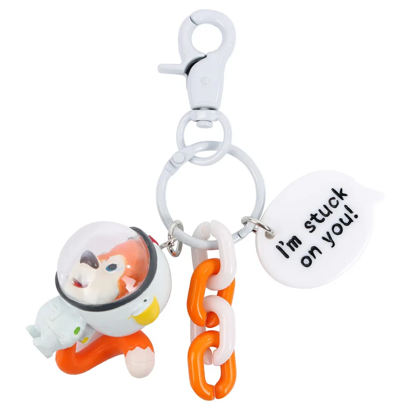 

High Quality 2019 Cartoon Q Version Squirrel Astronaut Figure Doll Keychain Pendant for Women Girl Bag backpack Charms Decoratio
