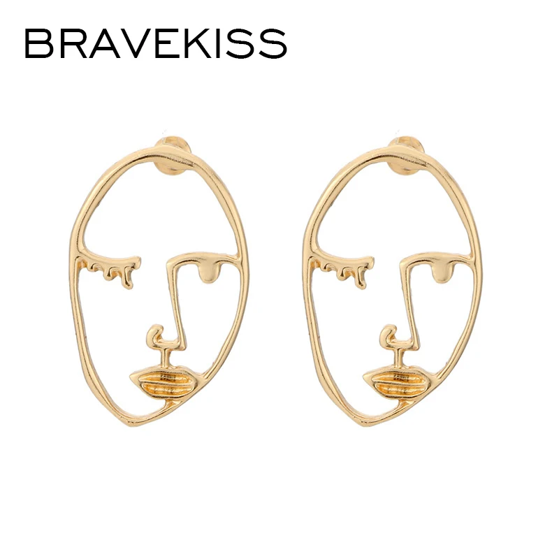 BRAVEKISS эффектные золотые крутые серьги гвоздики для женщин винтажные