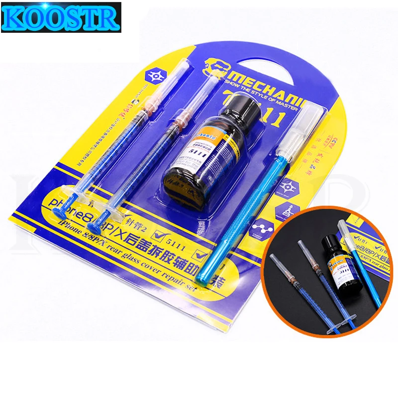 

MECHANIC 5111 20ML/bottle Back cover disassembly auxiliary liquid for iPhone 8/8P/X + 2*Needle Tube +1 * Remove Tool