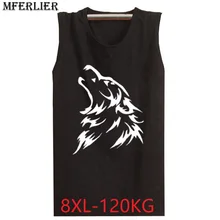 MFERLIER мужские майки для фитнеса размера плюс 5XL 6XL 8XL 7XL wolf дешевые свободные хлопковые топы без рукавов с мячом для баскетбола футболки Синие крутые
