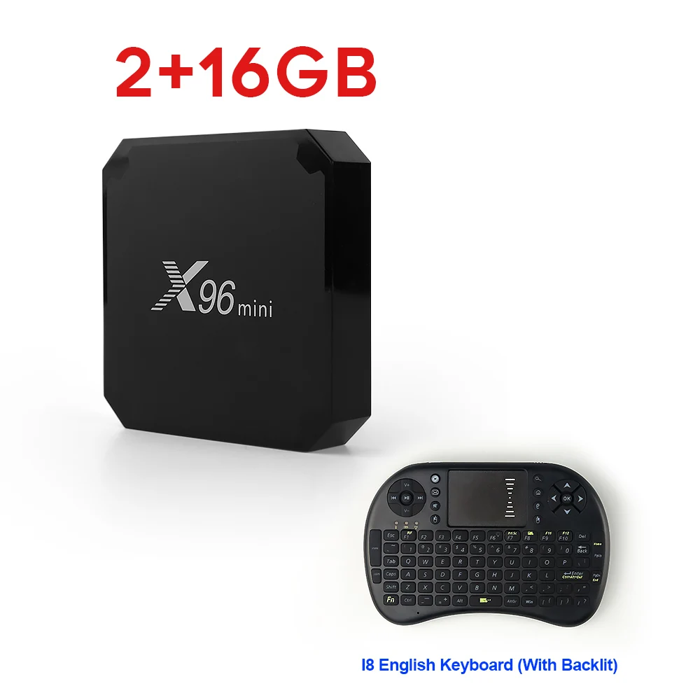 X96 Мини Android 7,1 2+ 16G/1+ 8G ТВ коробка Amlogic S905W Четырехъядерный 4K 100M LAN Поддержка 2,4 ГГц wifi H.265 декодер Android X96Mini Box - Цвет: 216X96Mini i8English