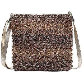 

FGGS-Woven Pouch Female Summer New Beach Bag Korean Fashion Single Shoulder Messenger Bag Simple Soft Face Handbag