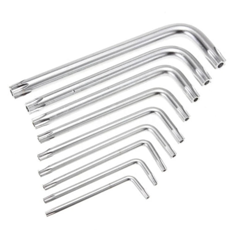 DWZ 9pcs/set Auto Anti Tamper Proof Torx Star Hex Key Wrench L-Shape T10-T50
