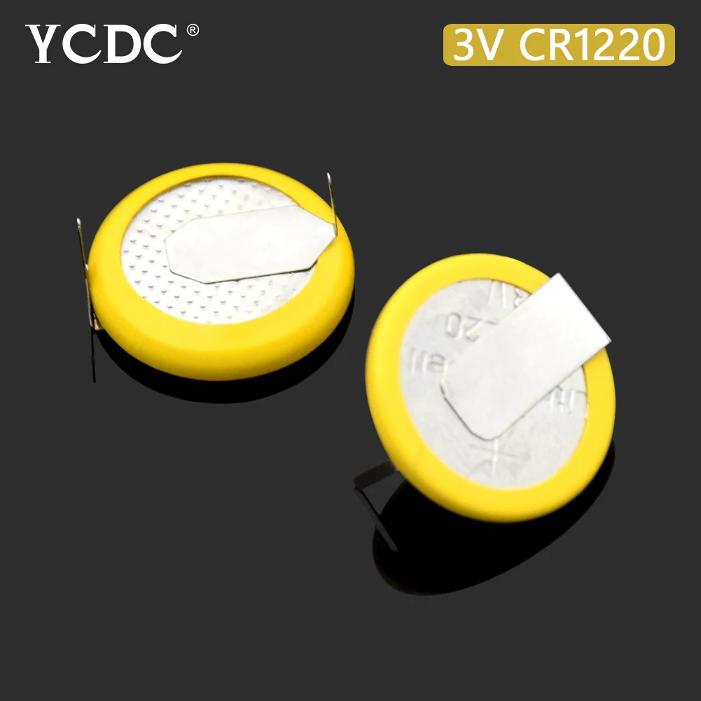 2 шт. желтый+ серебристый припаянный аккумулятор CR1220 Кнопка монета ячейка батарея с 2 припоя вкладки булавки для основной платы пульт дистанционного управления игрушка