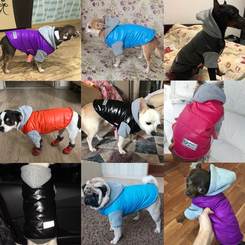 Модные куртки для собак, водонепроницаемая Зимняя Теплая Флисовая одежда для щенков, одежда с капюшоном для маленьких собак, чихуахуа, Мопса