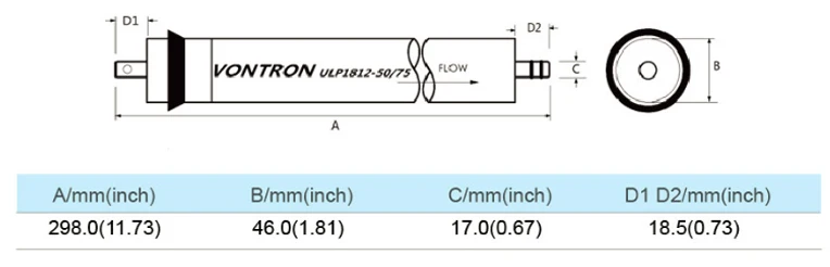 Coronwater Vontron 50 gpd RO мембрана ULP1812-50 Мембрана обратного осмоса для фильтра воды