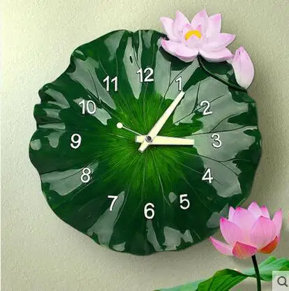 Reloj de pared creativo chino, reloj de pared de sala de estar silenciosa, reloj de cuarzo sólido con hoja de loto de viento chino moderno. Reloj de pared creativo chino, reloj de pared de sala de estar silenciosa, reloj de cuarzo sólido con hoja de loto de viento chino moderno.