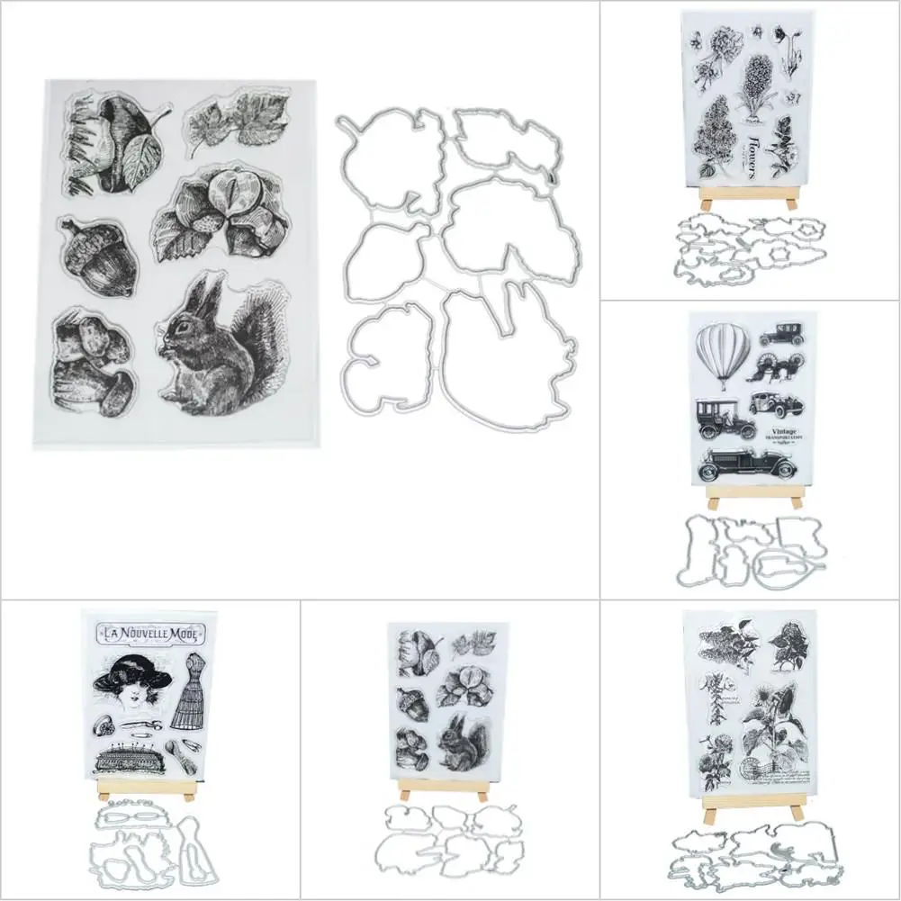 

Transparent Silicone Seal Stamp +Cutter Blade Mold DIY Photo Album Card Account Planner Carbon Steel Scrapbook Embossing Die