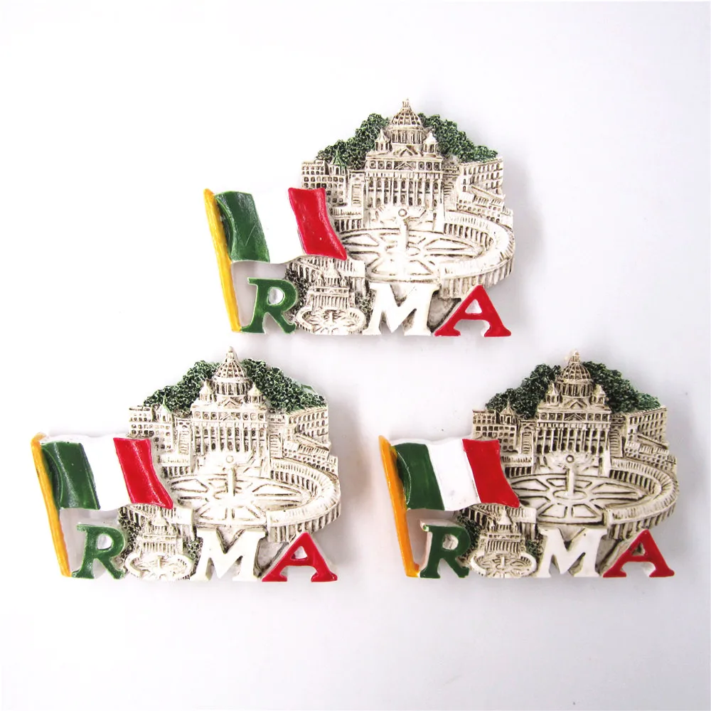 

3Pcs Italy Rome 3D Resin Fridge Magnet Set Sticker Country Tourism Souvenir Decor Note Collectibles Handmade Kitchen Decoration