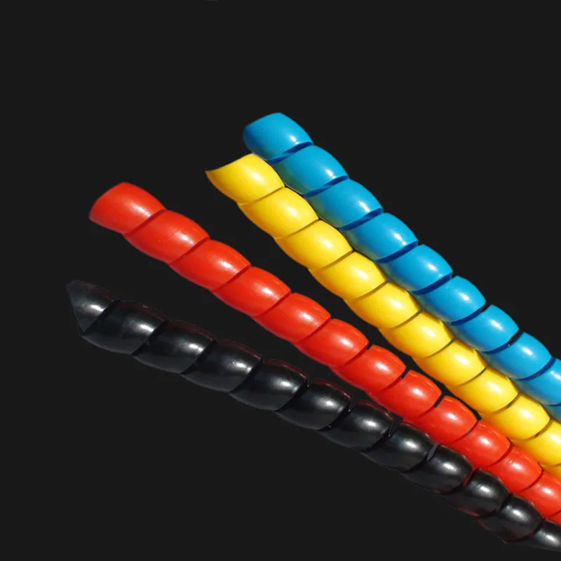 Colored 2M 8mm Spiral Wire Wrap Tube Flame Retardant Cable Casing