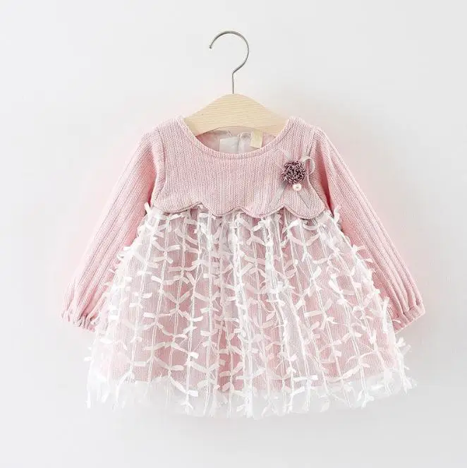 Baby Long Sleeve Dress Newborn Clothing Girls Mesh dress Spring Style 1 Year Birthday Dress Infant Baby Girls Costume