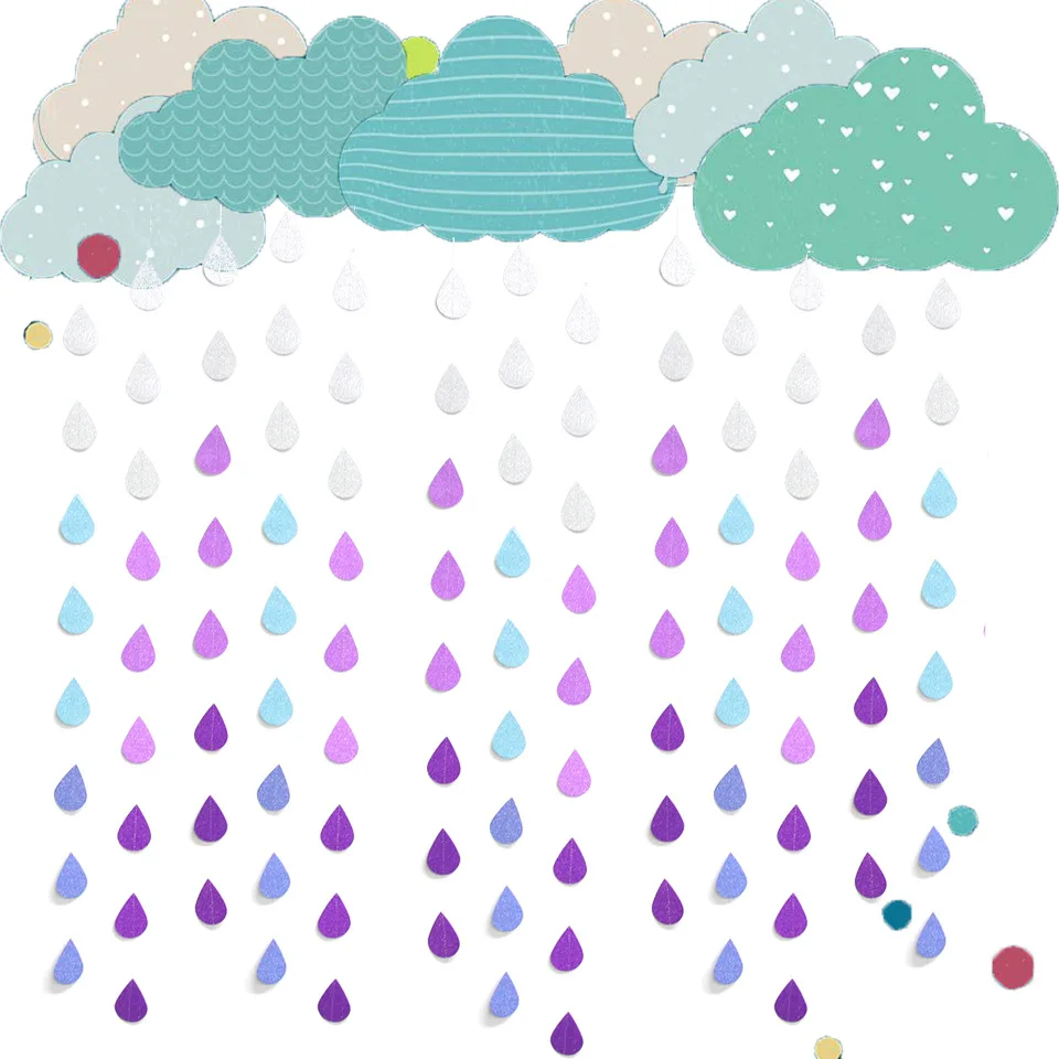 1PC Creative Raindrop String Banners Water droplets Paper Garlands Kids