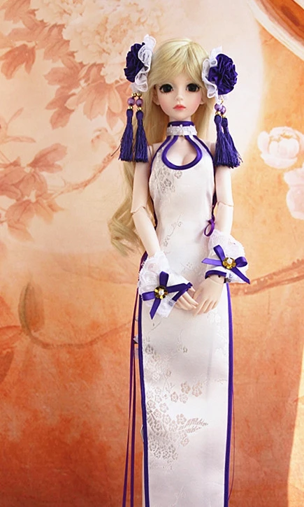 

1/3 slim BJD white pink cheongsam for BJD/SD clothing doll accessories