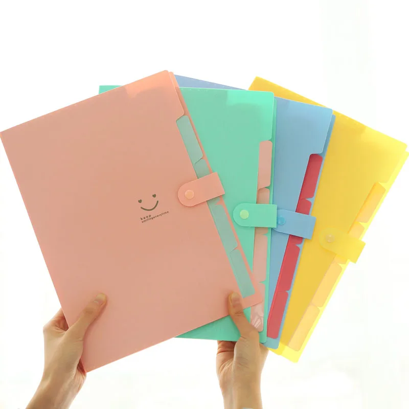 EZONE, Сумка для документов, папка для файлов, расширяющийся кошелек, 5 ячеек, переносная сумка для органов, А4, бумага для органайзера, держатель для офиса, школьные принадлежности, подарок - Цвет: Розовый