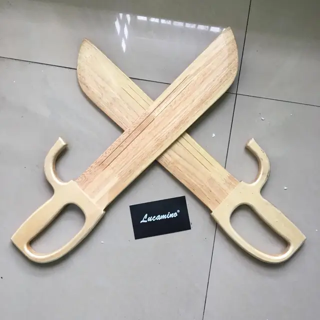 wooden tai chi swords red black colors wood kung fu performance bart cham dao Wing chun wood swords Martial arts crafts Yellow
