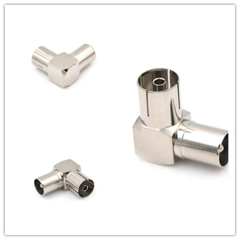 

Copper F Male Plug to F Female Jack Right Angle Adapter 90 Degree Coax TV