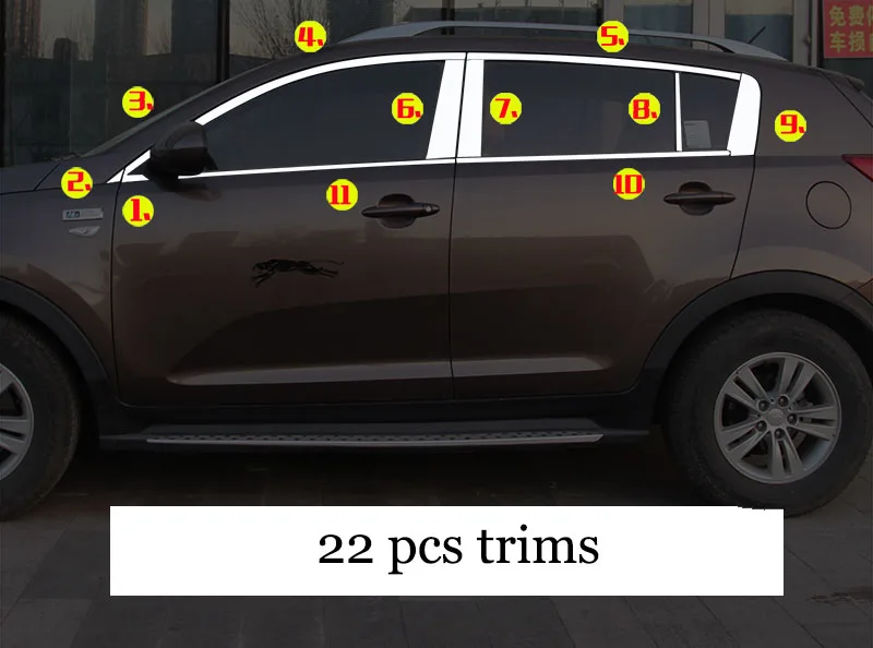 Lsrtw2017 304 нержавеющая сталь окна автомобиля планки для kia Sportage 2010 2011 2012 2013 - Название цвета: 22 pcs trims