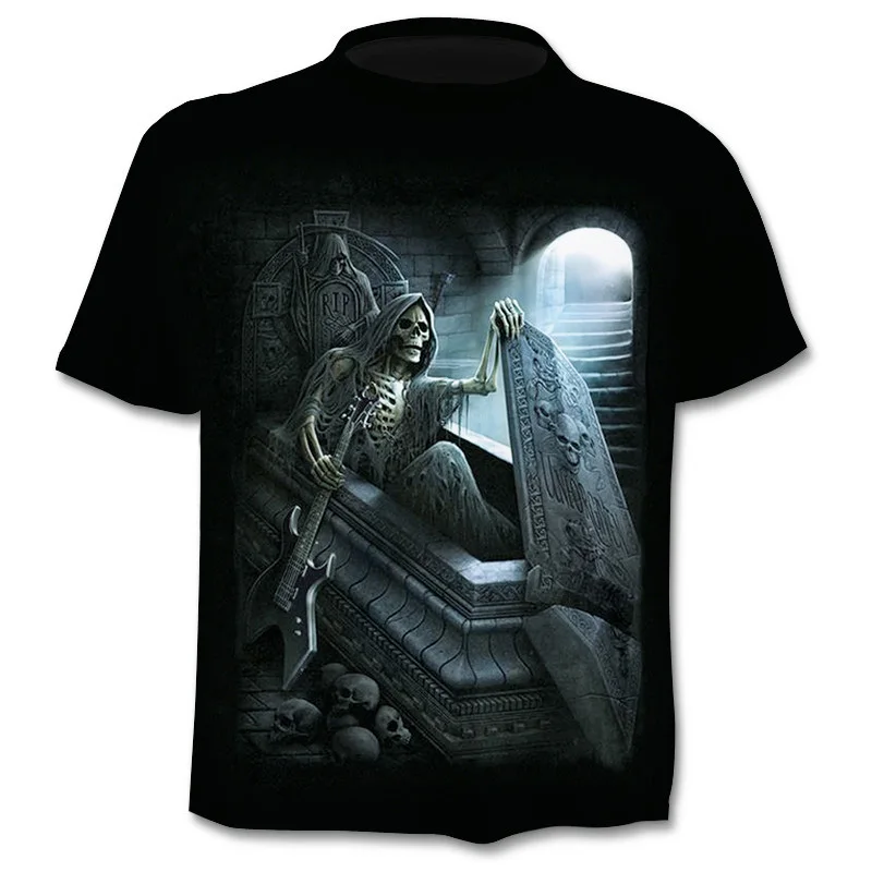 

New Men's Summer Short Sleeve Brand 3d Skull T-Shirt Gothic T-Shirt Horror Skull Hot T-shirt Cool Men's Tops