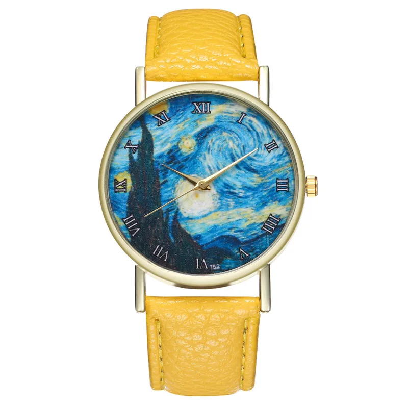 Звездное небо космические наручные часы для женщин Новая мода минималистичные женские часы-браслет Montre Femme кожаные кварцевые часы