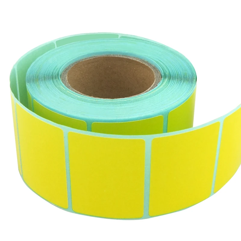 YELLOW 2x1 Direct Thermal Labels Shipping Barcode 1375 Labels P/R 6 Rolls 