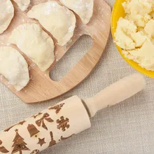 Рождественский олень тисненая Скалка деревянная для DIY кухня пицца печенье MU