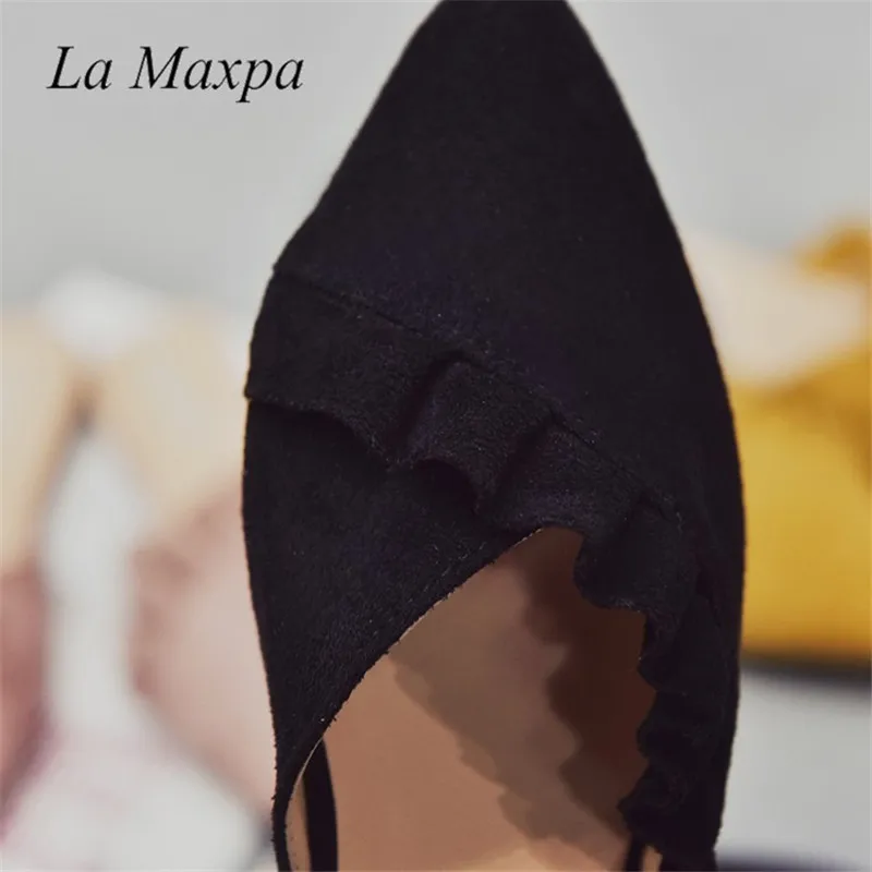 La Maxpa/женские тапочки; женская обувь на плоской подошве; женские шлепанцы без застежки на плоской подошве; модная женская обувь с оборками; тканевые лоферы на платформе; вьетнамки